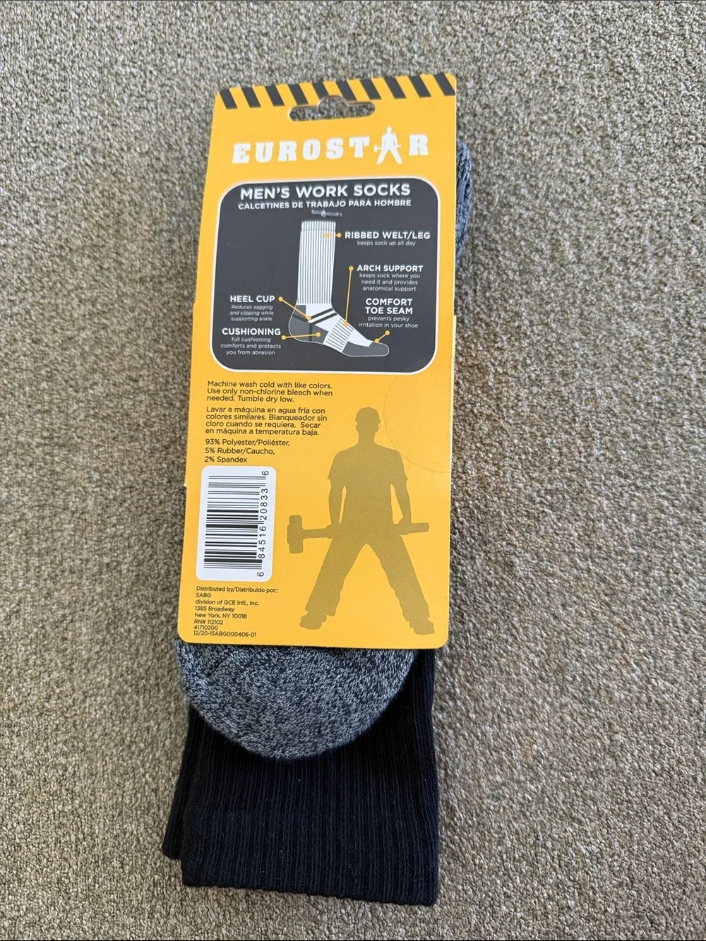 Men's Work Socks - Black & Gray